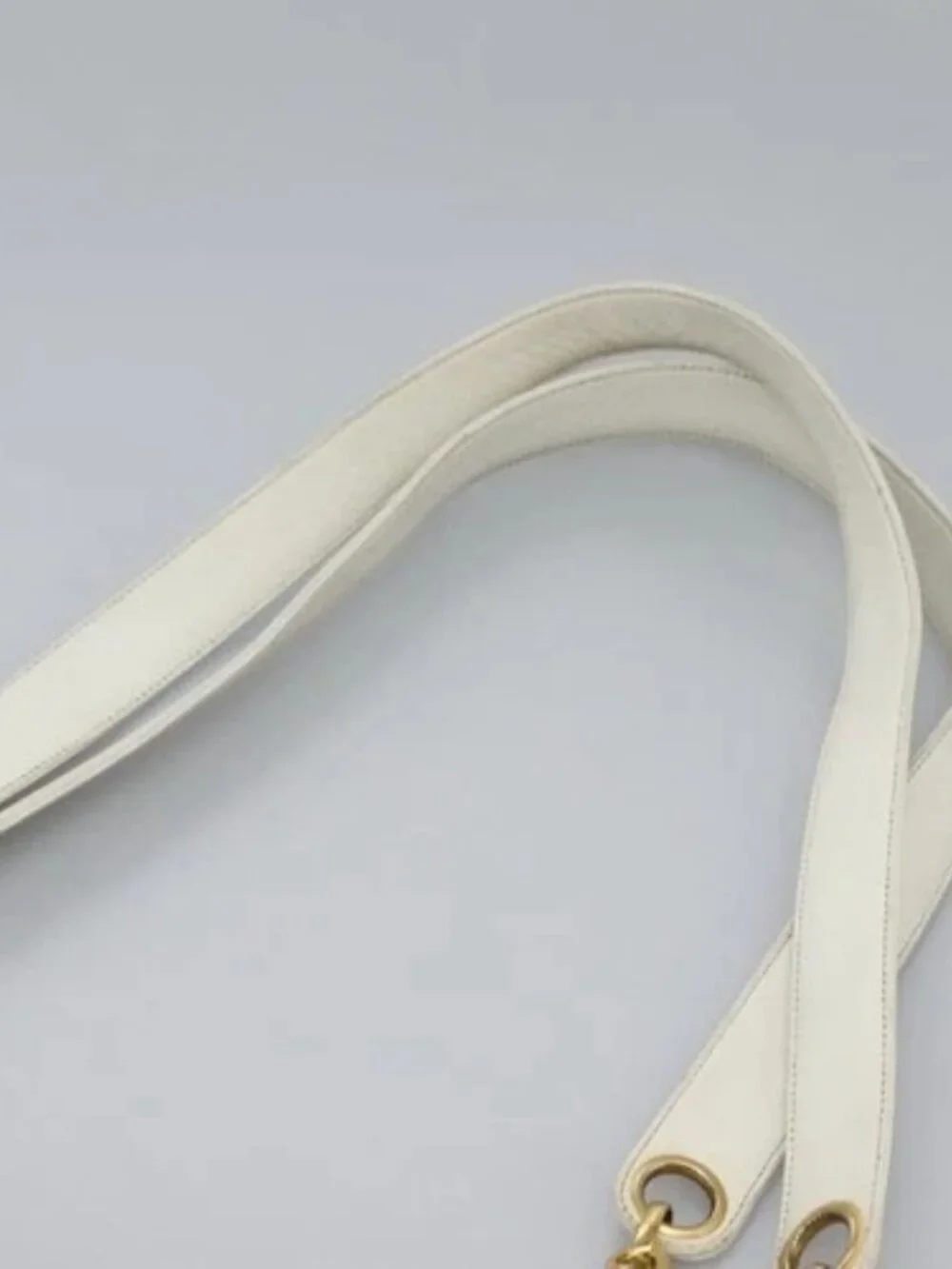 CHANEL Triple Coco Chain Tote Bag Vinyl Leather White Gold CC Auth bs23423